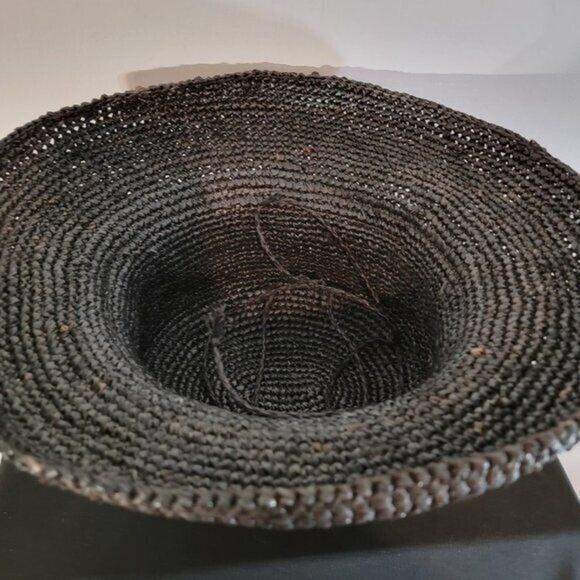 CORROBOREE Straw Hat Woven Raffia Australia Sz OS Black Tan Summer Beach - Picture 7 of 10